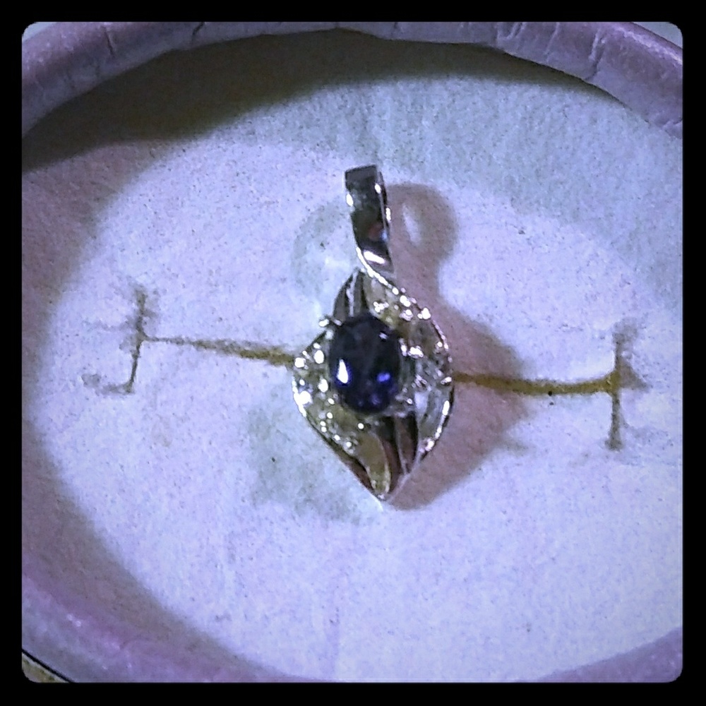 Natural Iolite Sterling Silver Necklace(With Chain)